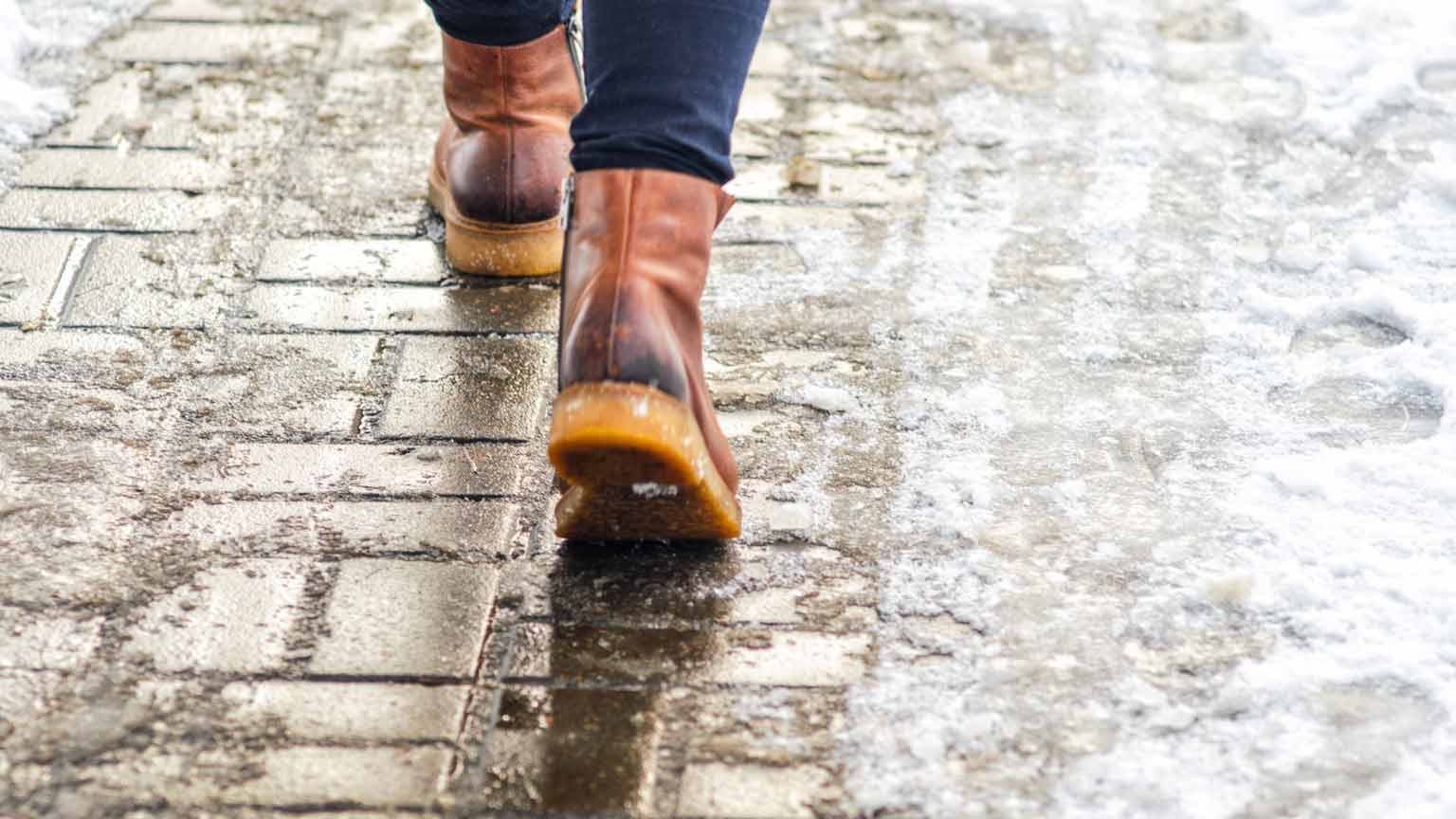 Walk on icy pavement